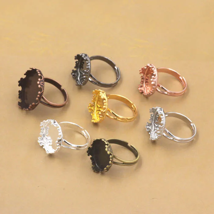 Пустые Настройки колец с круглой ободком в виде короны основа из смолы камня