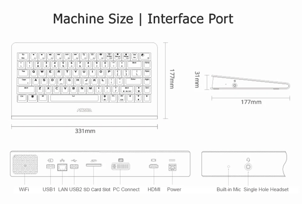 K600-N6 все в одном клавиатура ПК встроенный ОС Windows 10 Поддержка 1080P FULL HD дисплей Z3537F четырехъядерный 2G 64G настольные компьютеры компьютер