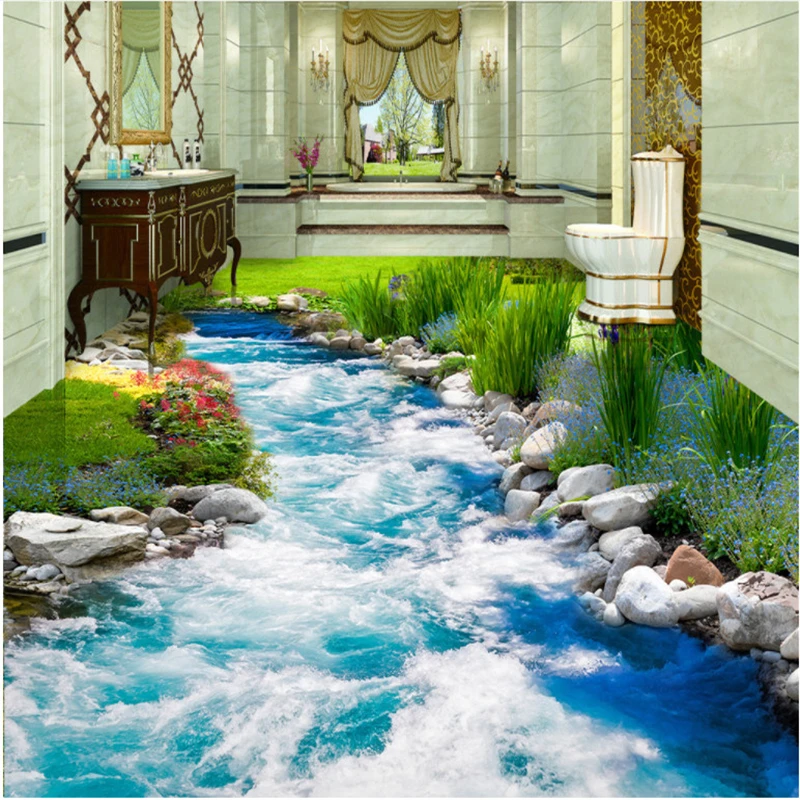 

3d напольные обои на заказ, Настенные обои, искусственная вода, 3D напольная плитка, роспись, самоклеящиеся обои из ПВХ Beibehang