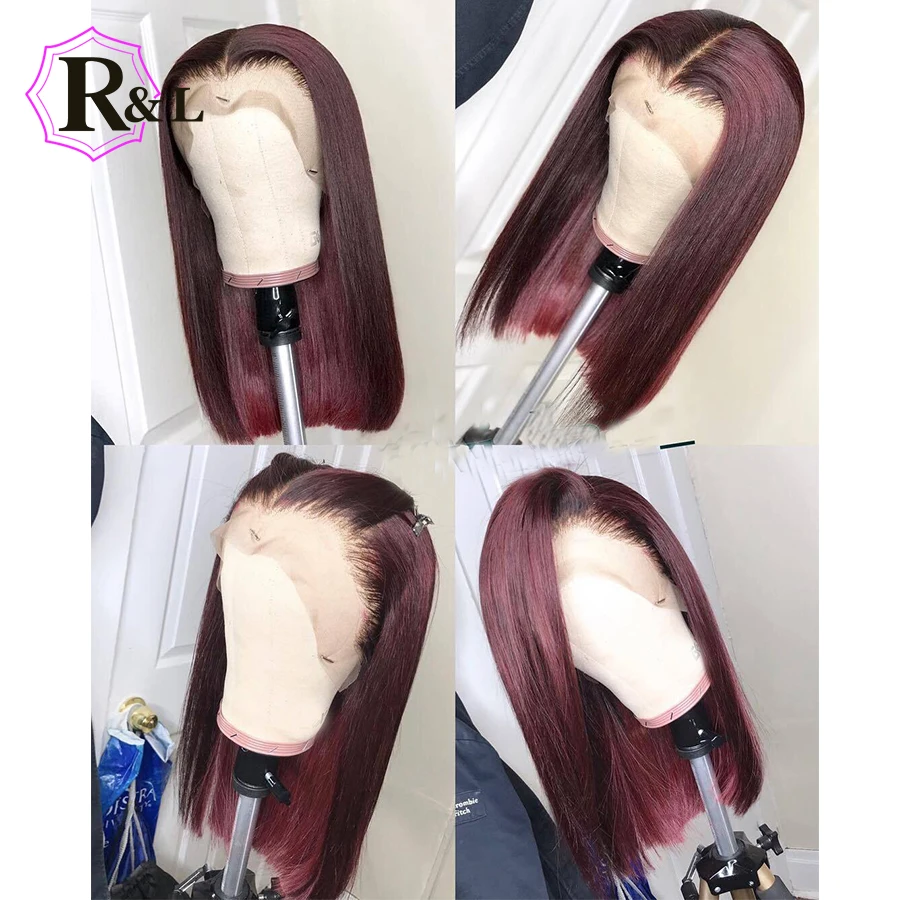 RULINDA T1B/Бургундия 13*4 парики из натуральных волос с фронтальной кружевной отделкой