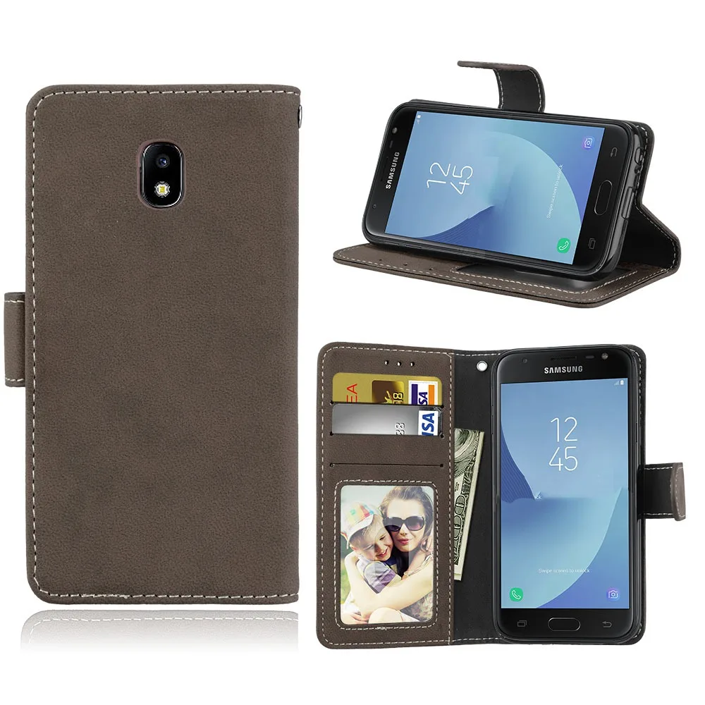 Phone Case For Samsung J3 2017 J330F phone shell Cover Retro Scrub Holster PU Flip Wallet Leather | Мобильные телефоны и