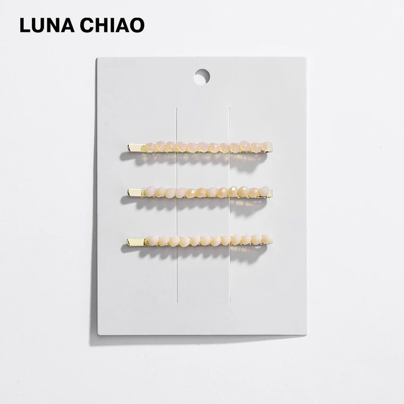 LUNA CHIAO Women Fancy Hair Accessories Crystal Braided Knitted Glass Clips Slim Pin Set for Girls | Украшения и аксессуары
