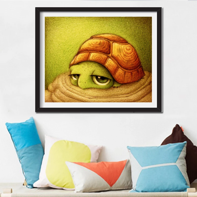 5D Diy Алмазная картина животные круглая мозаика Вышивка крестом ленивый черепаха