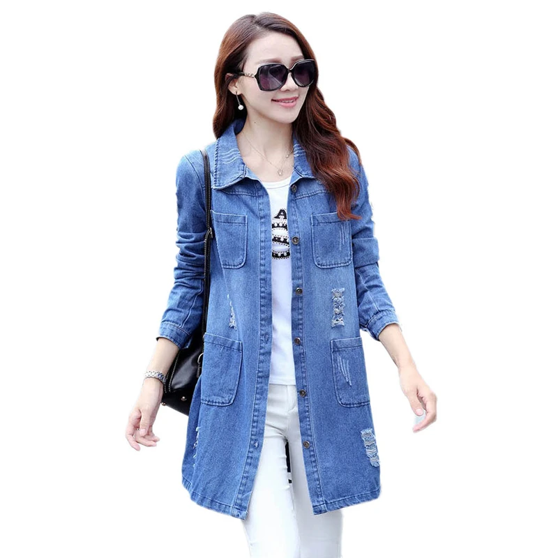 Женская джинсовая куртка в Корейском стиле свободное тонкое пальто средней