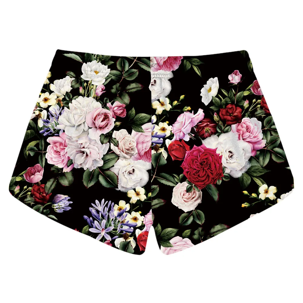 

4 Patterns New Summer Shorts For Women Fast Dry Floral Vintage Black
