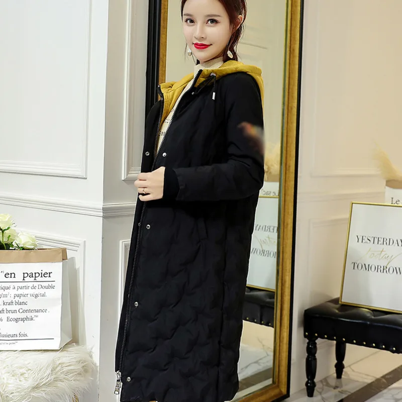 

Women Jacket Winter Casual Medium Long Hooded Cotton Padded Warm Coat Fashion Slim Winter Parkas Outerwear Casaco Feminino J922