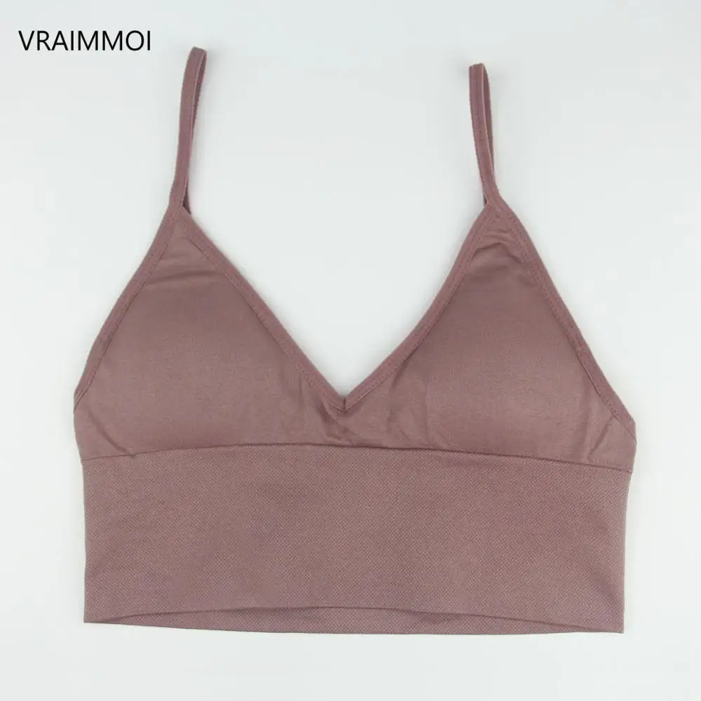 BROWN VRAIMMOI, сексуальный бюстгальтер, мягкий бюстгальтер без косточек, пуш-ап, топы для фитнеса, бюстгальтер без косточек, женское нижнее белье с открытой спиной, женское нижнее белье - Цвет: BROWN