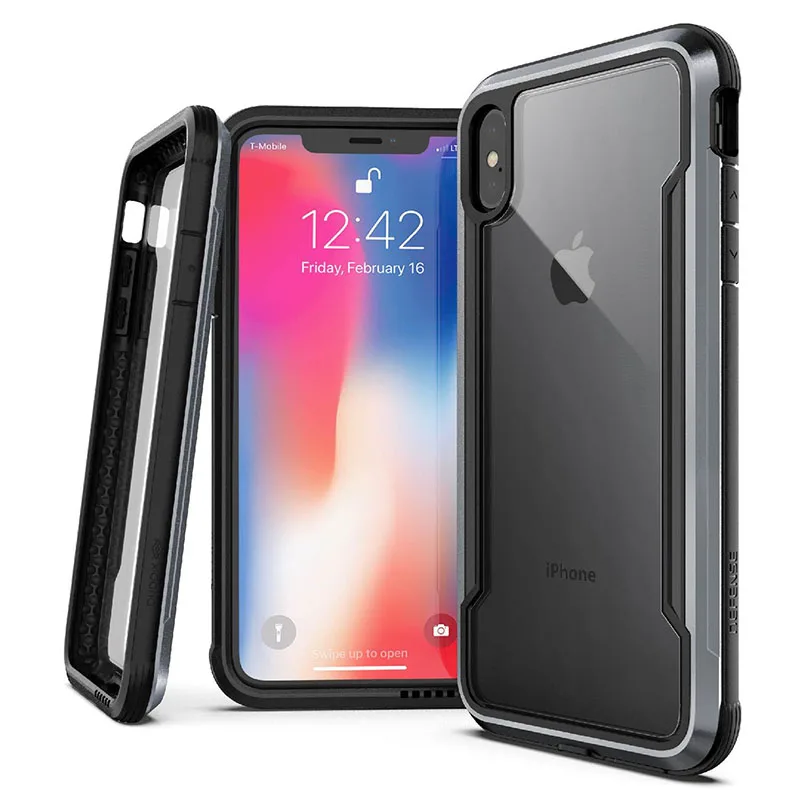 Black X-Doria Defense Shield чехол для телефона для iPhone XR XS Max военный класс падение протестированный чехол Coque для iPhone X XS Max Алюминиевый Чехол - Цвет: Black