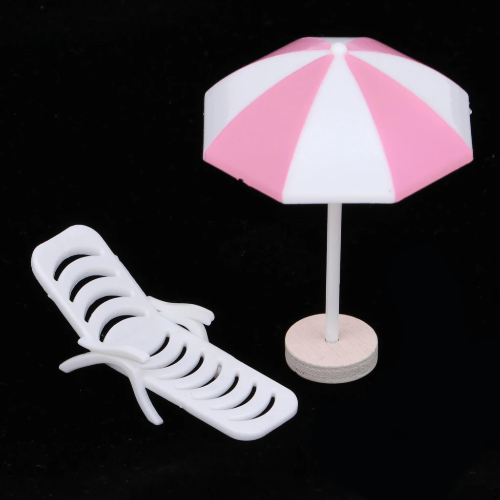 5 Set Miniature Deck Chair Beach toy Umbrella Dollhouse Colorful Scenes Decor for dollhouse decoration | Игрушки и хобби