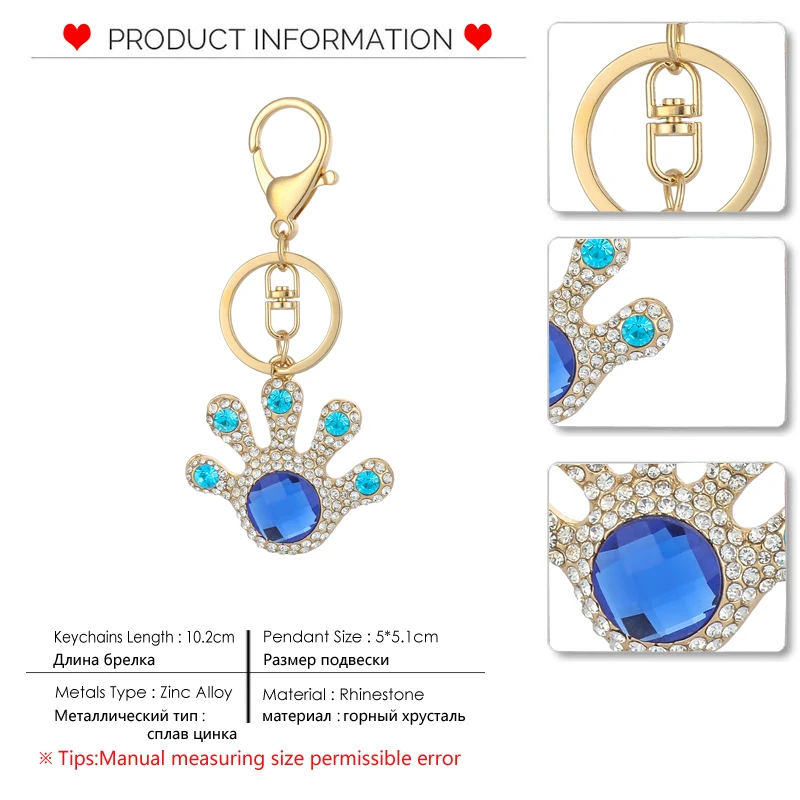 Pro Acme Personalise Full Crystal Hand Round Keychain for Women Rhinestone Bag Pendant Purse Key Chains llaveros PWK0716 | Украшения и