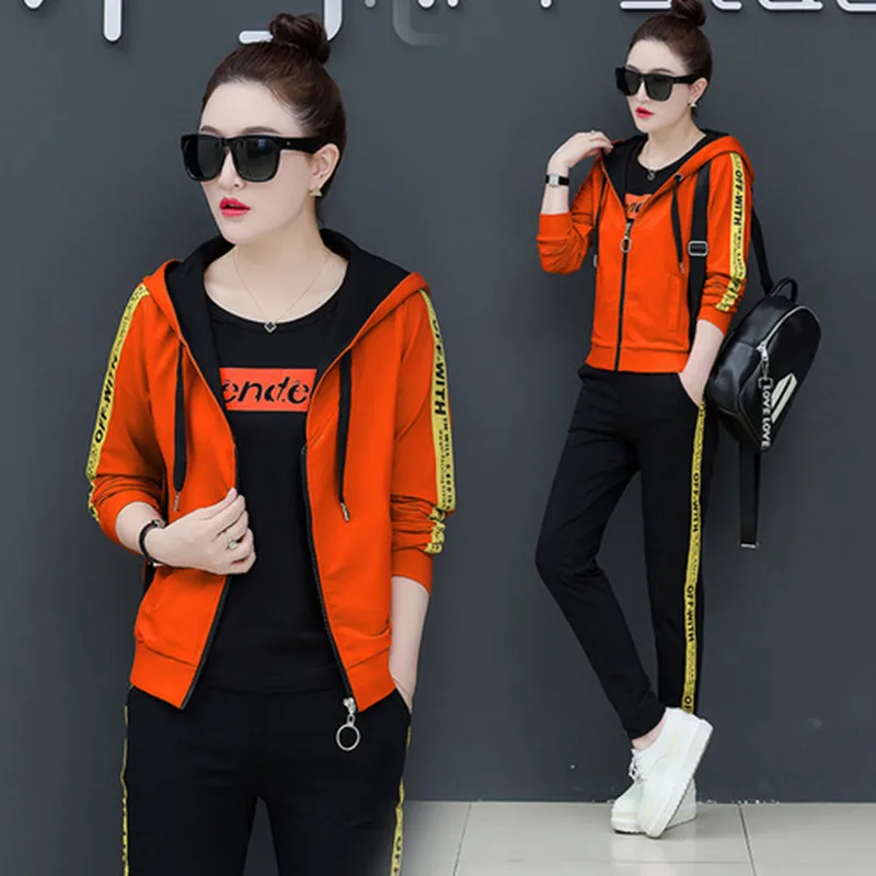 2019 весенний спортивный костюм с длинным рукавом буквенным принтом сбоку