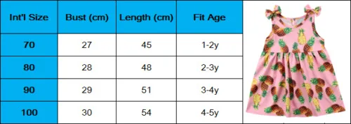 Платье для маленьких девочек с ананасом повседневное пляжное платье без рукавов