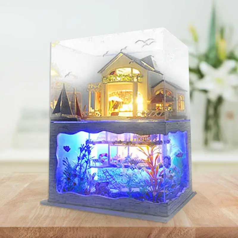 Вилла для кукол мебель для дома светодиодный светильник DIY деревянный мини кукольный домик сборная игрушка