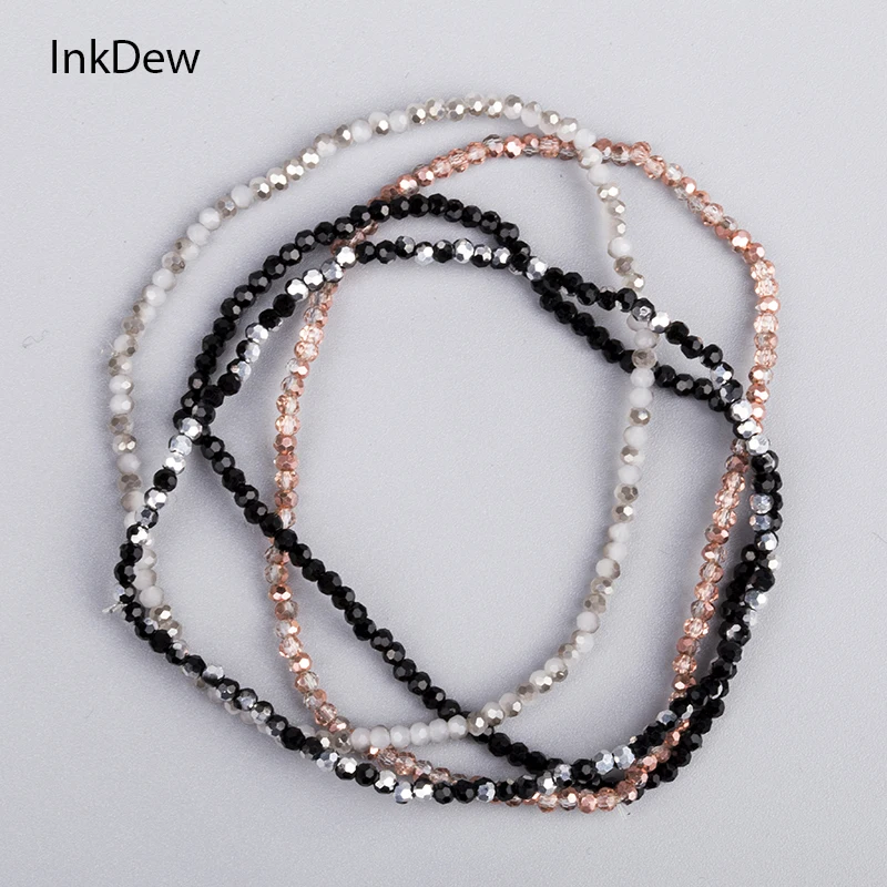 Женский тонкий браслет INKDEW 1 миллиметровый эластичный из бисера ручной работы