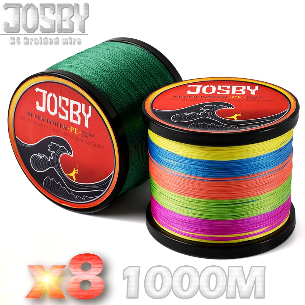 JOSBY PE 8 Strand Braid Multifilament Line 1000m Braided Fishing for Carp Saltwate 15LBS-80LBS 2018 New |