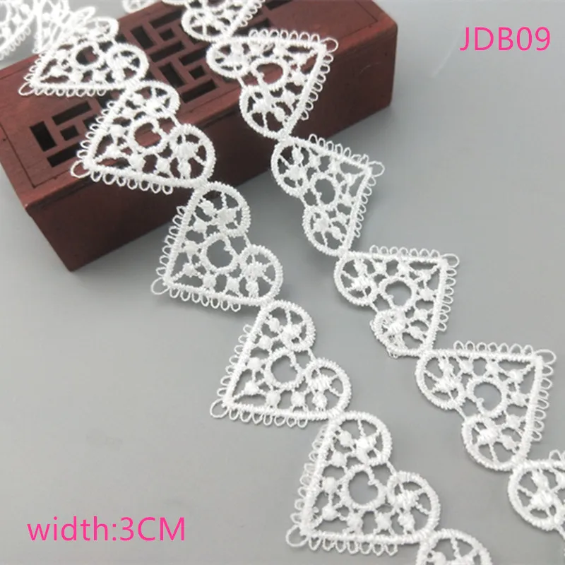 JDB09 2 ярдов ширина 0,6-3 см Высококачественная прошитая белая кружевная отделка тесьма кружево своими руками аксессуары для одежды юбка вырез вышивка кружева JDB - Цвет: JDB09