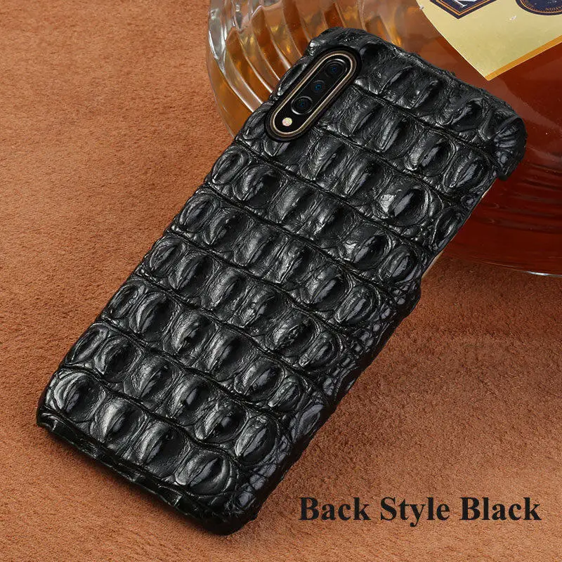 Натуральный чехол для телефона из крокодиловой кожи для Xiaomi 9 9 SE 9T 8 A2 бизнес роскошный осенний защитный чехол для Redmi 7 Pro 6A 6 5 5plus - Цвет: Back Style black