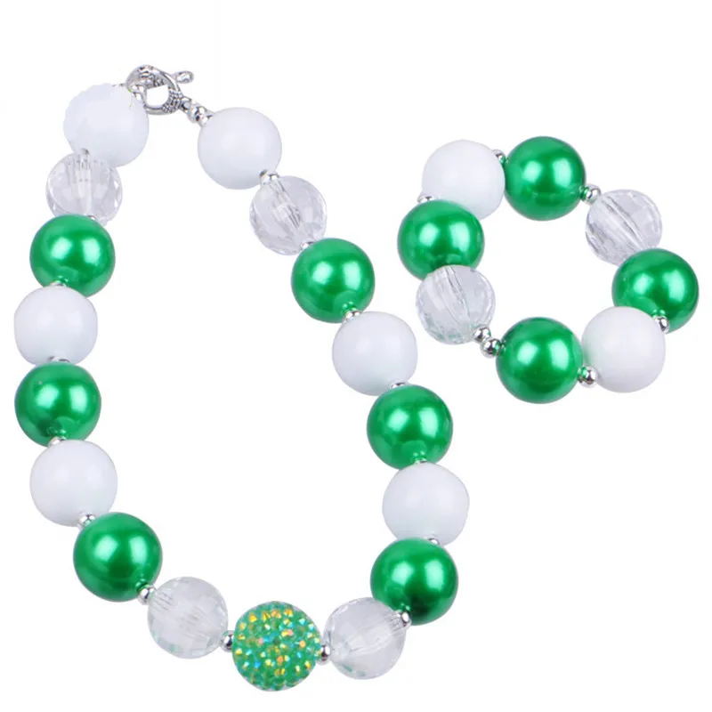 

5PCS Girl Kids Red Rose Flower Jewelry Sets Necklace Bracelet Set Pearl Light Green Necklace Children Jewelry Party Gift