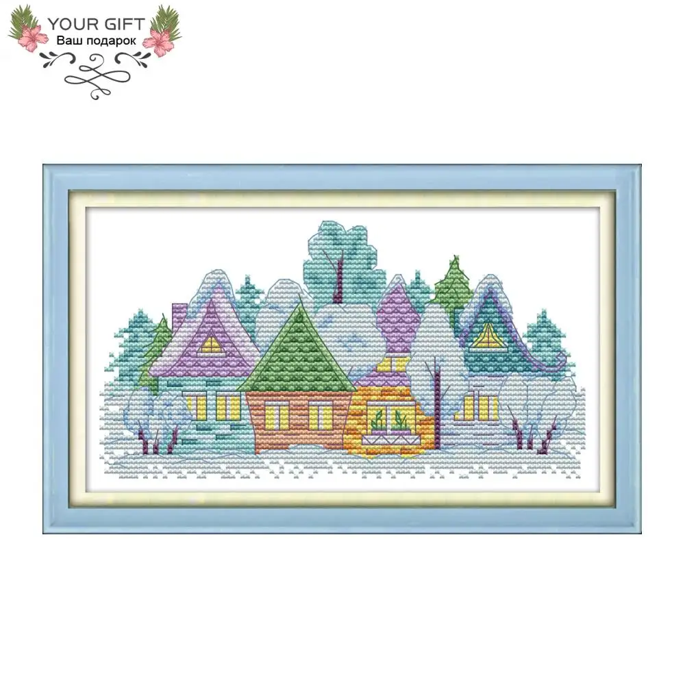 

Your Gift FA039 Small Village 14CT 11CT Counted and Stamped Small Village Needlework Cross Stitch Kits