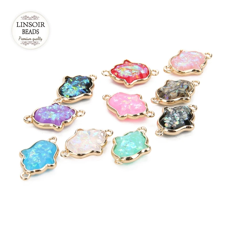 Оптовая продажа 5 шт. Подвески с двумя отверстиями Хамса защитный амулет в виде