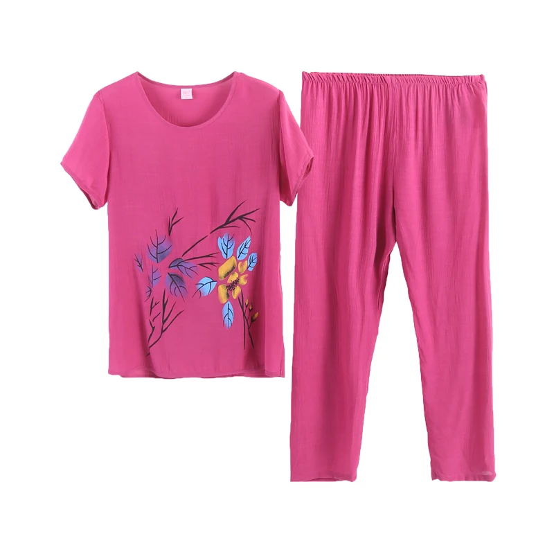 Новый летний женский хлопковый льняной пижамный комплект одежда для сна