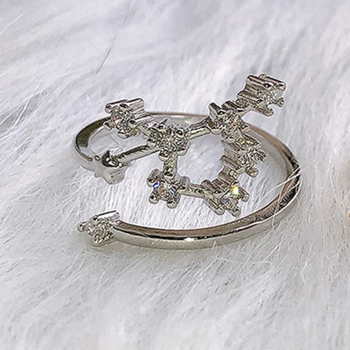 Silver Color Sgr ZHOUYANG кольца для женщин дизайн милые романтические 12 Созвездие Регулируемые кольца на палец микро-инкрустированные цирконием ювелирные изделия KCR081 - Цвет основного камня: Silver Color Sgr