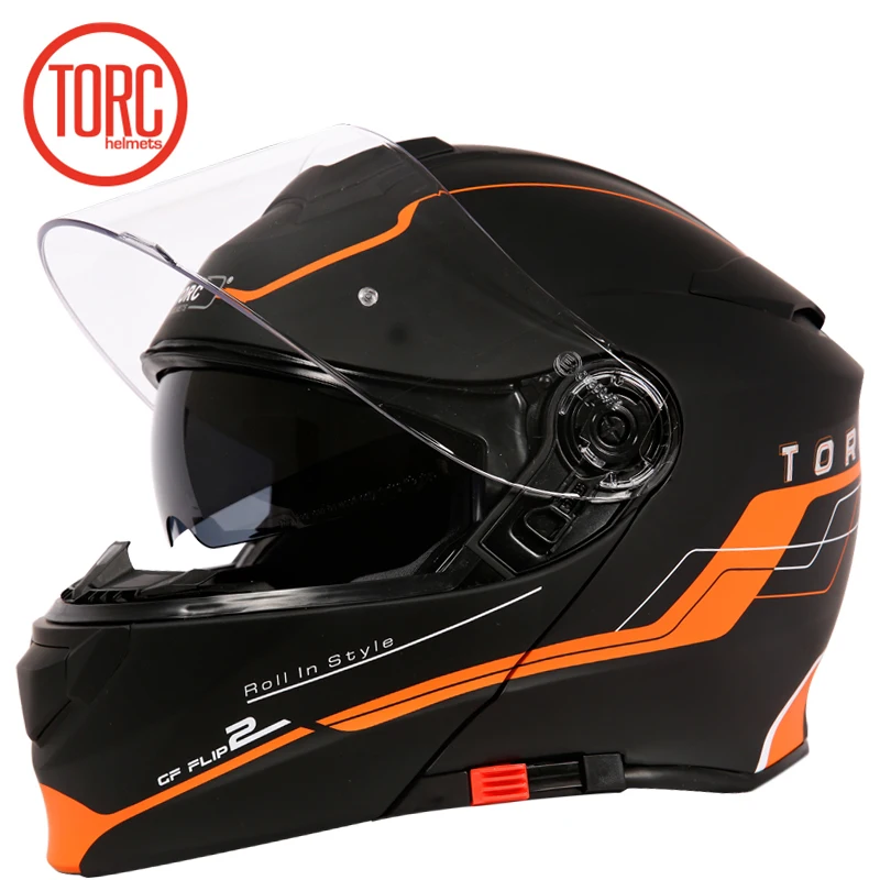 Мотоциклетный шлем TORC Flip Up T271 гоночный с внутренним козырьком двойной объектив