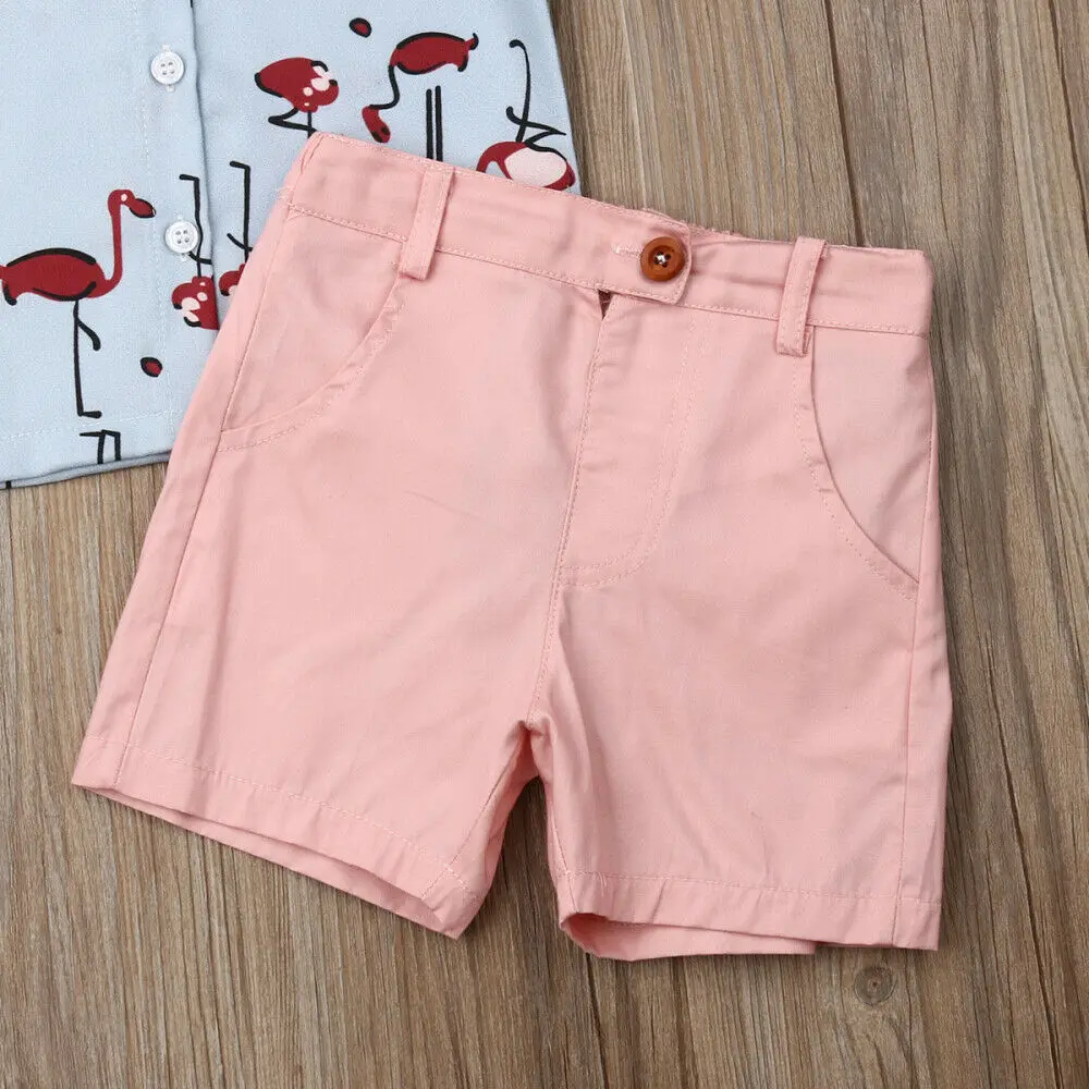 Новинка 2019 модная летняя футболка с фламинго для маленьких мальчиков яркий