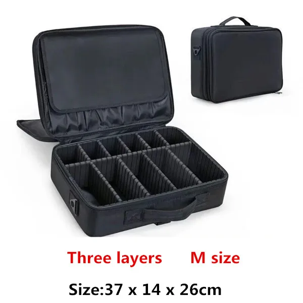 M three layer black Профессиональный Большой косметичка коробка косметолог Функция Макияж сумка Красота туалетных инструменты комплект хранения Организатор Для женщин - Цвет: M three layer black
