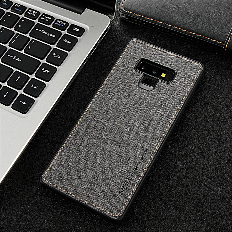 note 9 casing case cover for samsung galaxy 8 s8 s9 plus + luxury silicone edge bumper fabric shockproof hard back |