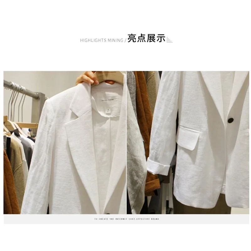 Женские льняные блейзеры и куртки с 7-точечным рукавом летний офисный маленький