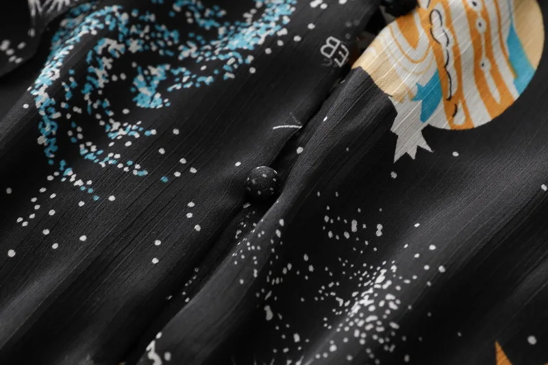 2018 черное пляжное праздничное платье с круглым вырезом и длинными рукавами