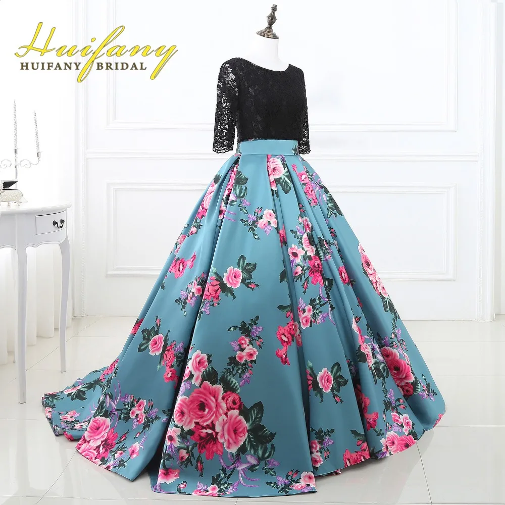 Настоящее Аватар Scoop Половина Рукава Бальное платье Вечерние Платья Длинные с