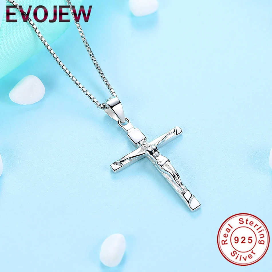 Классический 925 пробы серебро Цепочки и ожерелья кубический циркон Иисус крест