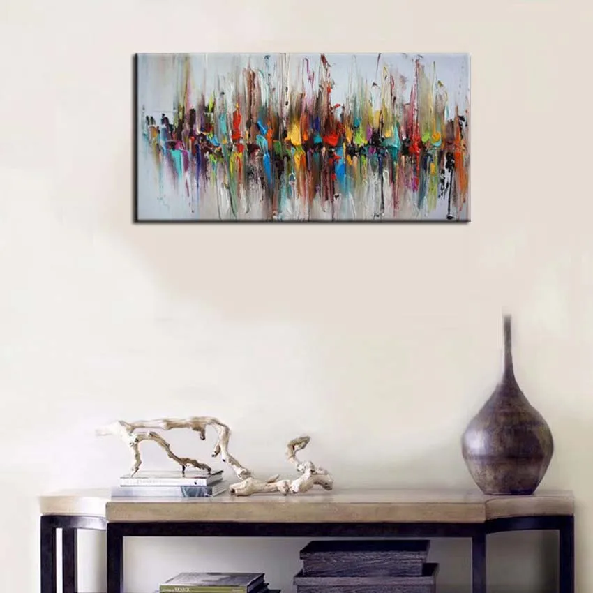 Большая абстрактная красочная Настенная картина ручной работы 100% Современная