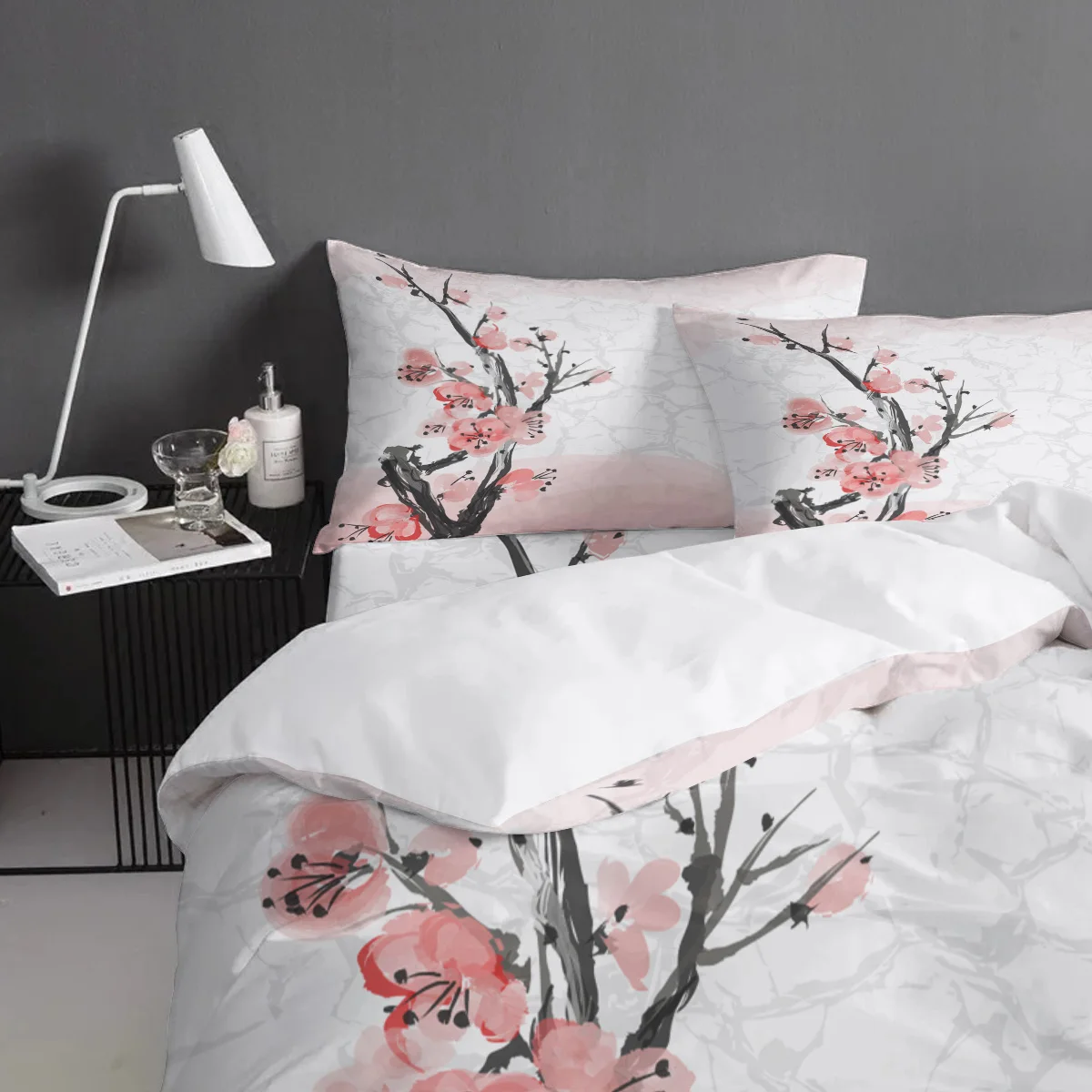 Familydecorder розовые вишневые постельные принадлежности с цветами Набор роскошное покрывало постельных принадлежностей s 3D King размер красный синий хлопок DHL
