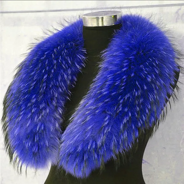Royal blue Натуральный цвет енота настоящий женский меховой воротник шарф натуральная шарфы больших размеров основа шаль шеи теплый палантин глушитель воротник - Цвет: Royal blue