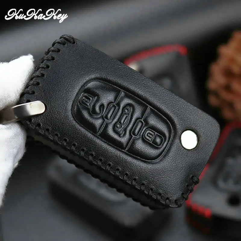 KUKAKEY кожаный чехол для автомобильного ключа Peugeot 107 206 207 208 306 307 308 407 408 RCZ Citroen C2 C3 C4 C5