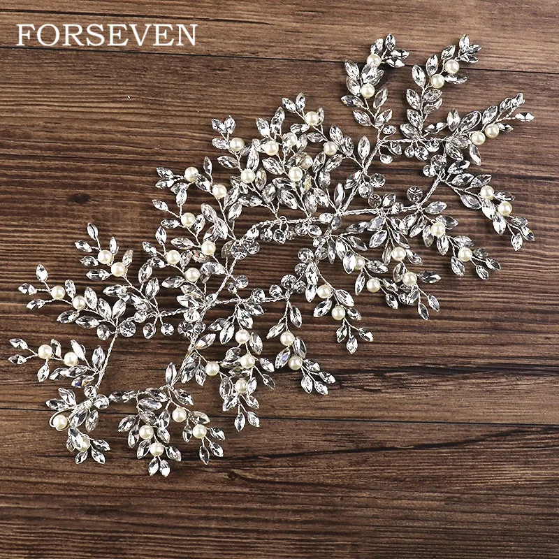 Повязка на голову женская стразы с кристаллами и жемчугом | Украшения аксессуары