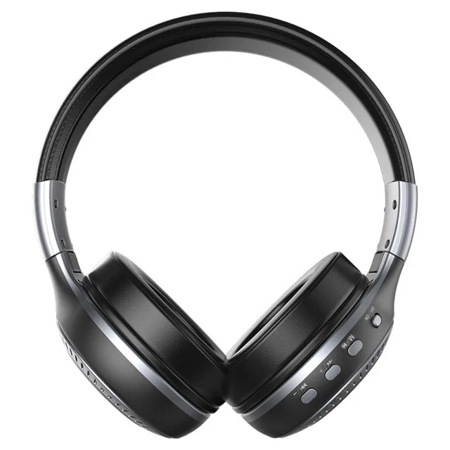 black silver Лидер продаж наушники ЖК-дисплей HiFi бас стерео Bluetooth беспроводная гарнитура с микрофоном FM радио TF карта - Цвет: black silver
