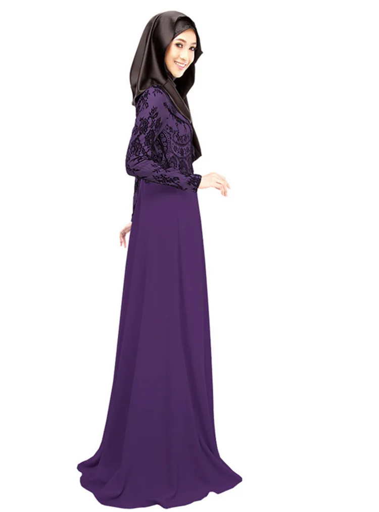Мусульманское кружевное платье с длинным рукавом пол свободное длинными
