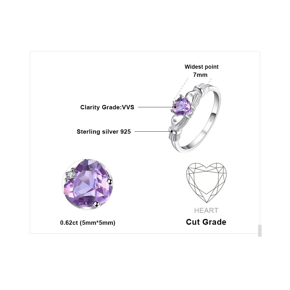 Jewelrypalace Александрит сапфир ирландский Клэдда кольцо Твердые 925 серебро Мода