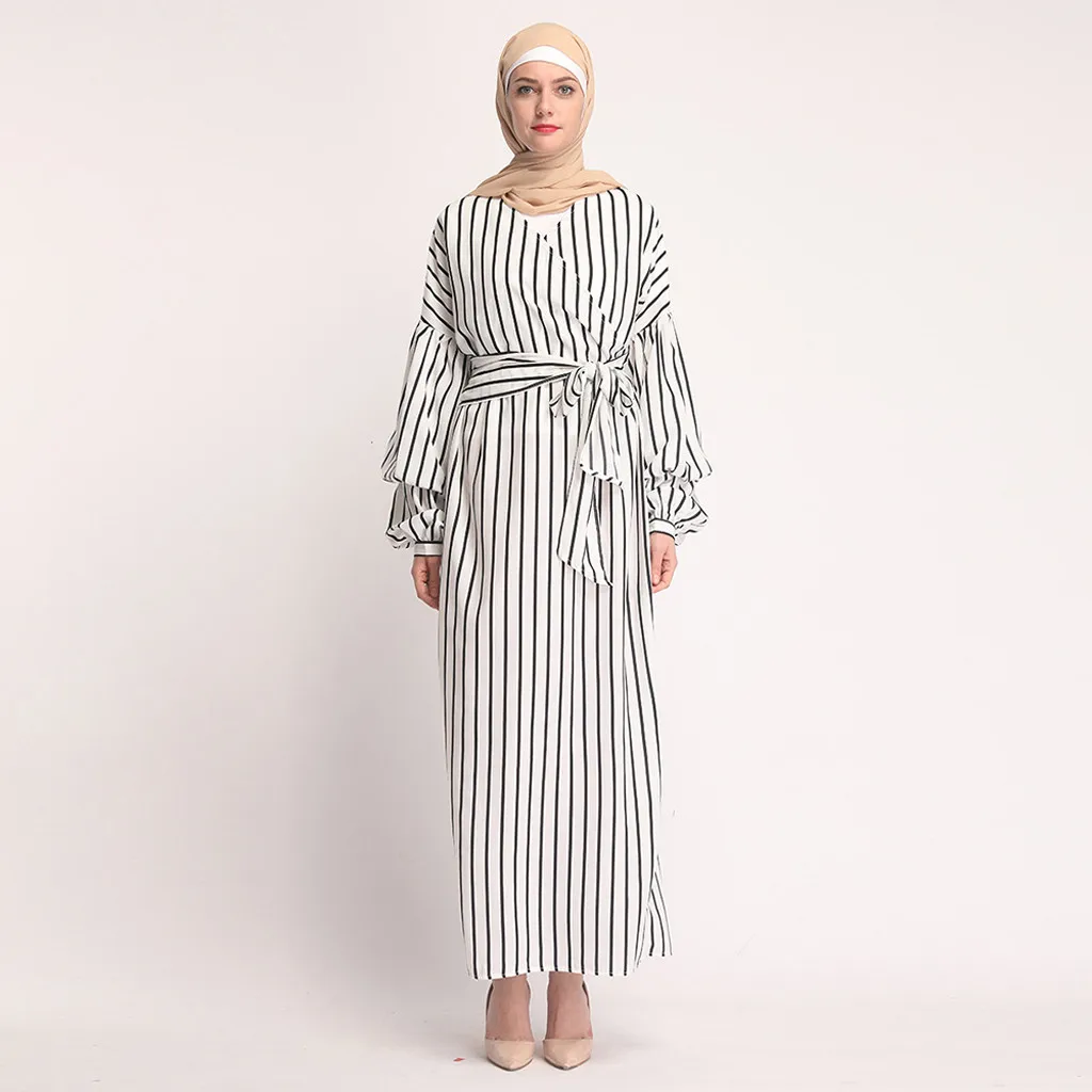 Мусульманское женское платье абайя мусульманская одежда с пышными рукавами в