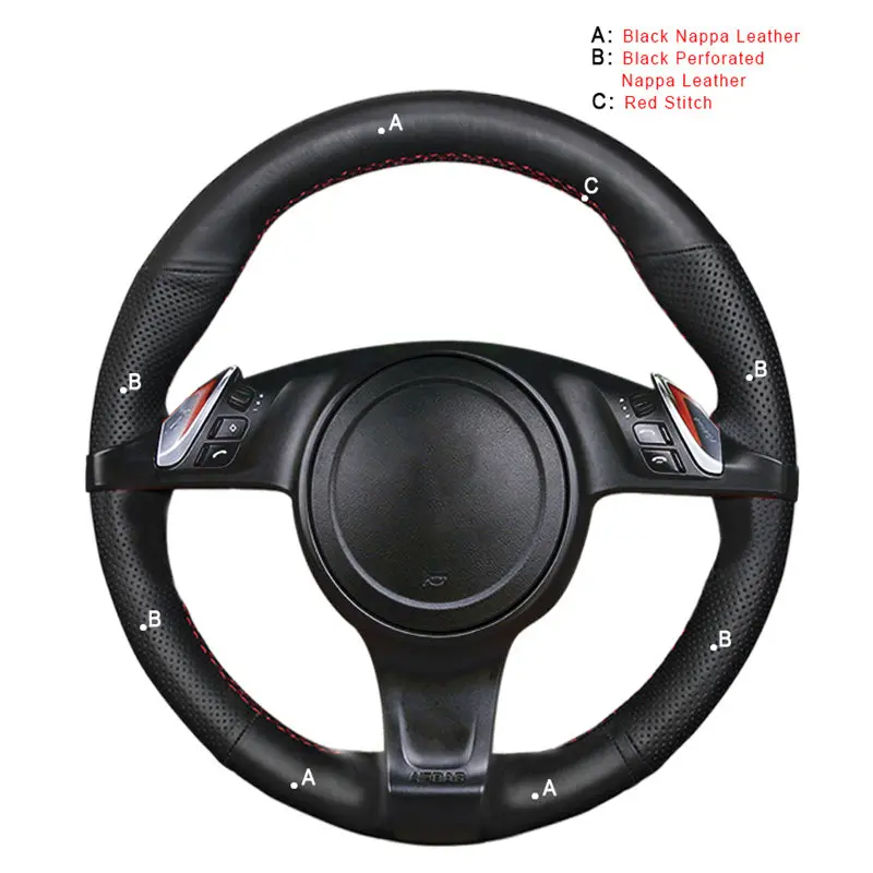 Nappa Leather Ручная строчка чехол рулевого колеса автомобиля для Porsche Cayenne Panamera 2010 2011 интерьер Авто оплетка на руль крышка - Название цвета: Nappa Leather