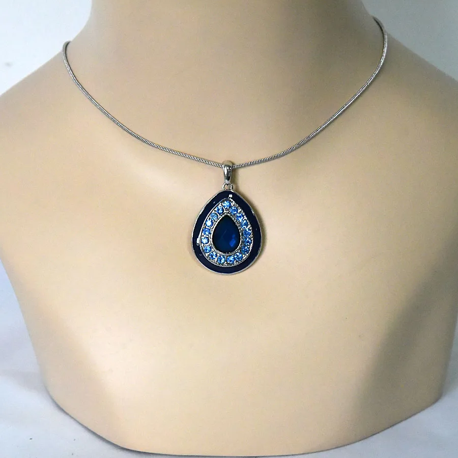 Bohemian Water Drop Crystal Pendant Necklace Alloy Link Chain Fashion Design Jewelry Zircon Necklaces For Women Wholesale n038 | Украшения