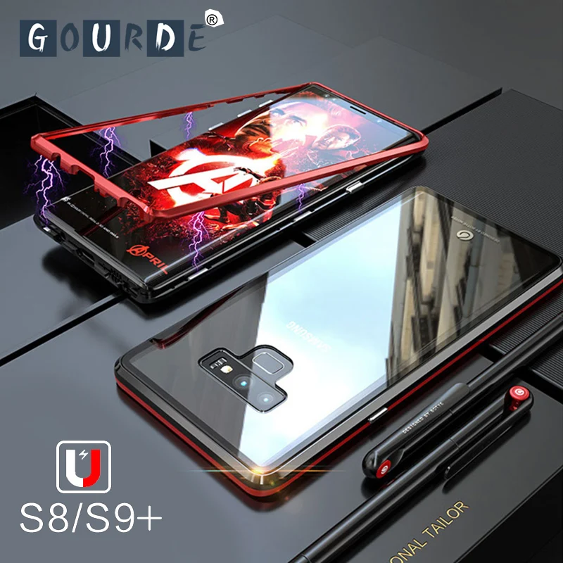 Магнитный стеклянный бампер Gourde для Samsung Note 9 чехол накладка из закаленного