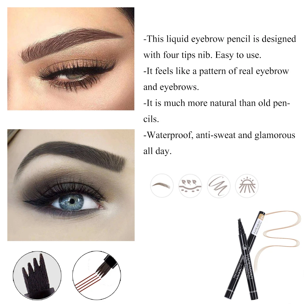 

5 Color Microblading 4 Fork Tip Eyebrow Pencil Waterproof Tattoo Pen Tinted Fine Sketch Eye brow Pencils Long Lasting Eyebrows