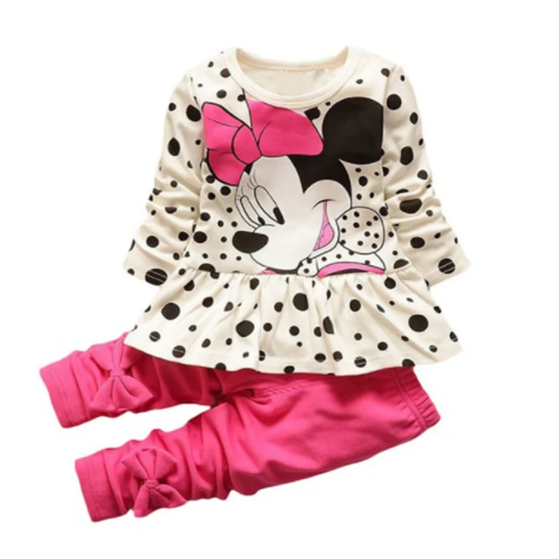 Одежда для девочек осенняя одежда маленьких топы в горошек с длинными рукавами и