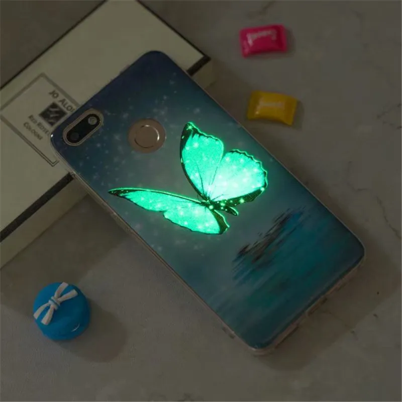 Светящийся чехол для Coque huawei P9 Lite мини-чехол с изображением цветов единорога из мультфильма Fundas для huawei Y6 Pro Мягкий силиконовый чехол s