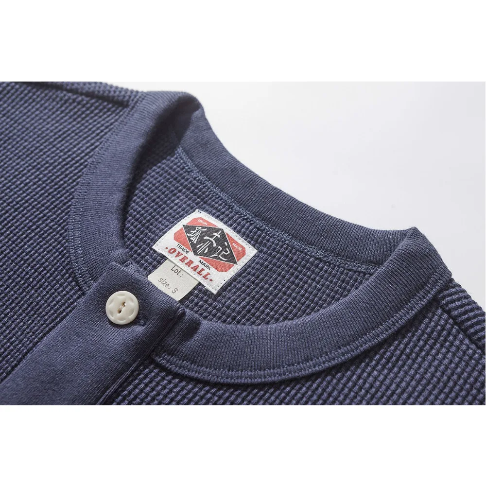 Уличная хлопковая Футболка Walf проверяет Генри воротник футболка Для мужчин